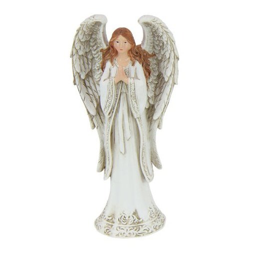 White Robe Angel Praying with Decorative Edgings 13 cm tall