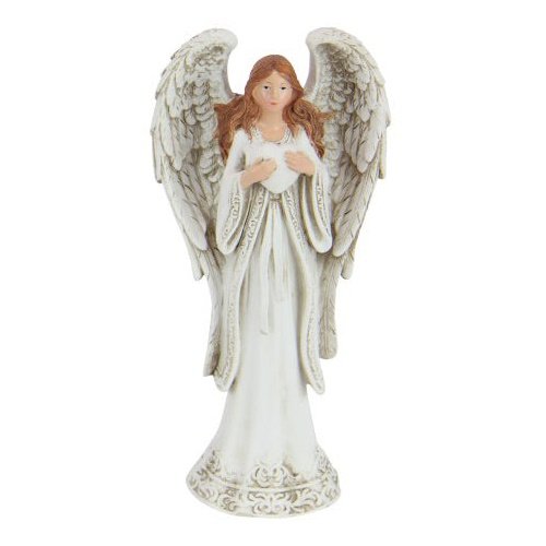 White Robe Angel Praying With Heart with Decorative Edgings 13 cm tall ...
