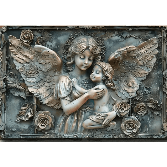 Angel and Child Rustic Metal Sign