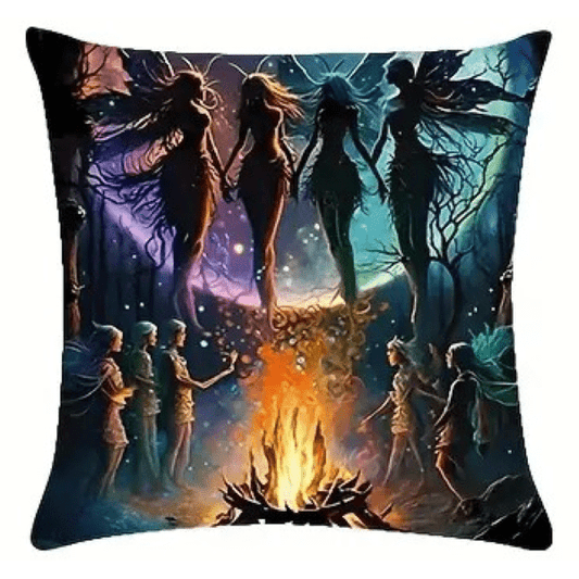 Four Angels and Five Fairies Arising from the Fire Cushion Cover