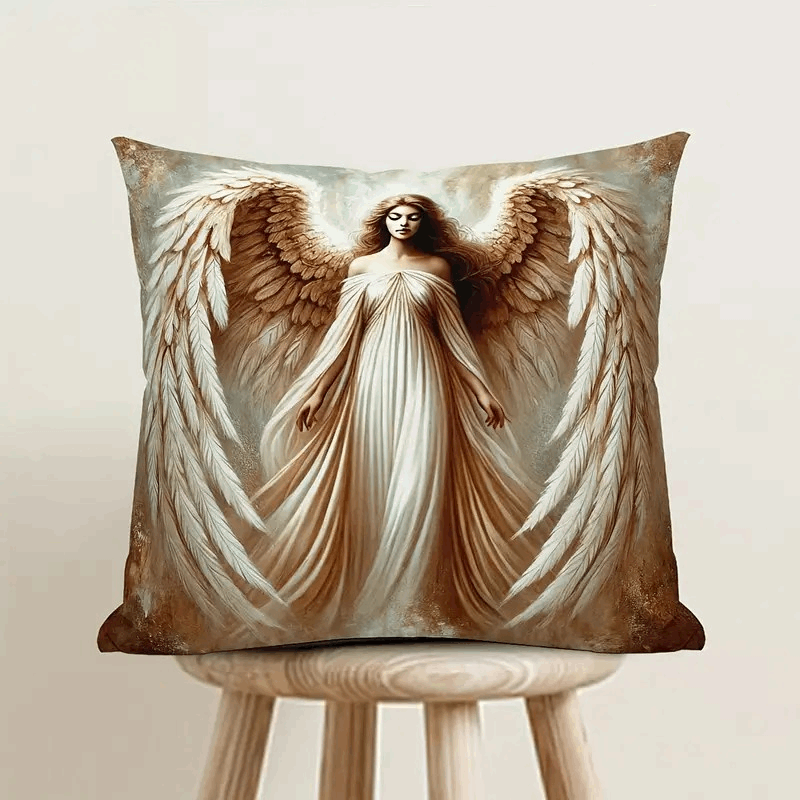 Glam Style Angel Wings Design Cushion Cover