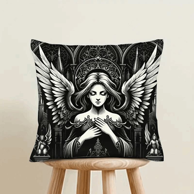 Gothic Angel Print Cushion (Square)