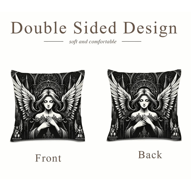 Gothic Angel Print Cushion (Square)