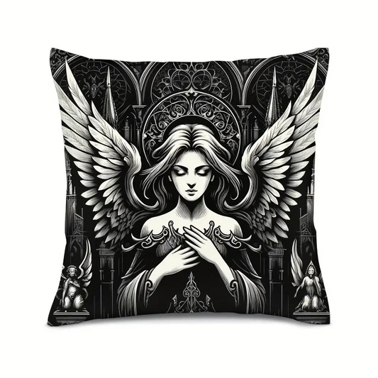 Gothic Angel Print Cushion (Square)