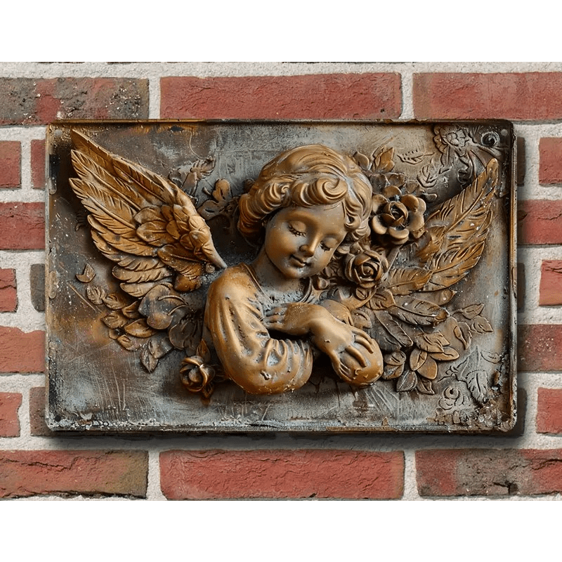 Vintage Aluminium Angel Metal Plaque