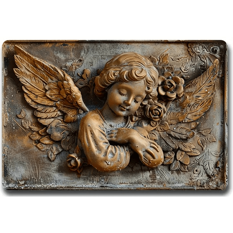 Vintage Aluminium Angel Metal Plaque