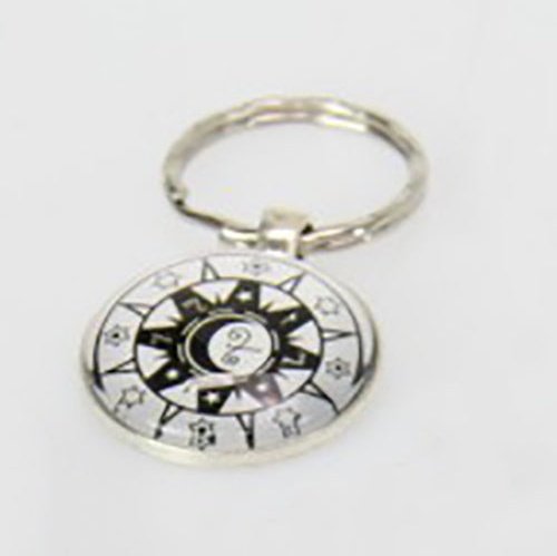 Wiccan Glass Key Chain - Black/White Design