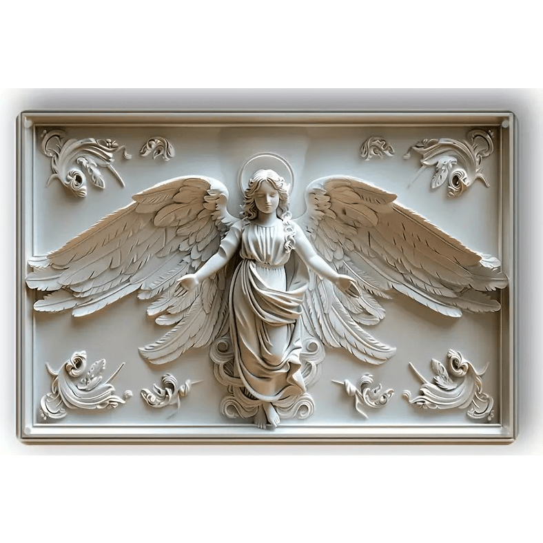 Vintage Aluminium White Angel Wall Plaque