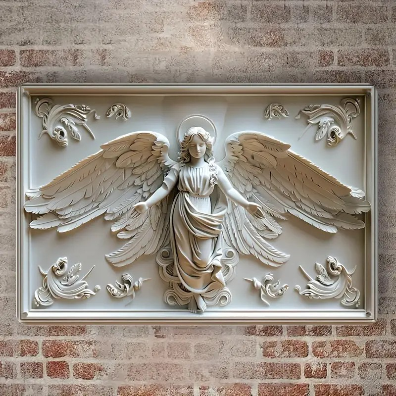 Vintage Aluminium White Angel Wall Plaque