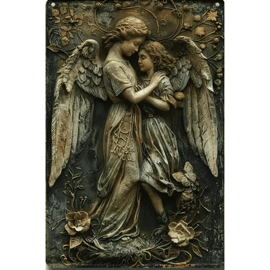 Two Angels Rustic Metal Sign