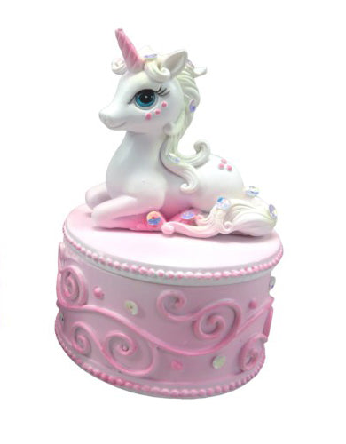 Jewelled Unicorn Pin Box Pink Design