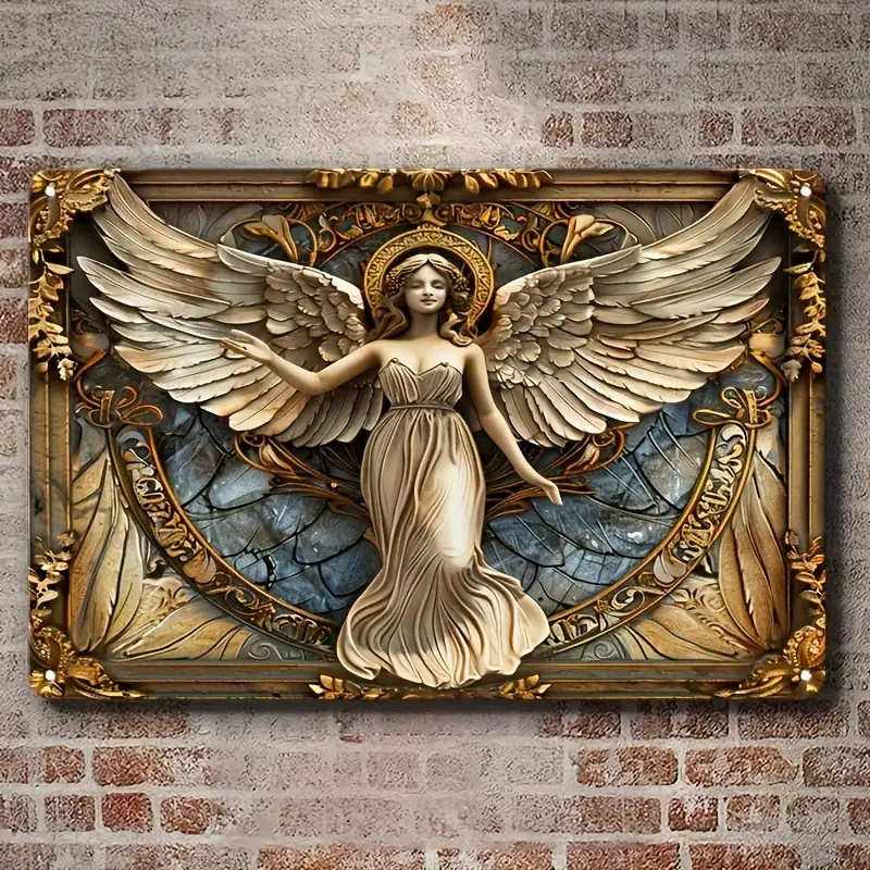 Glam Style Angel Metal Iron Plaque