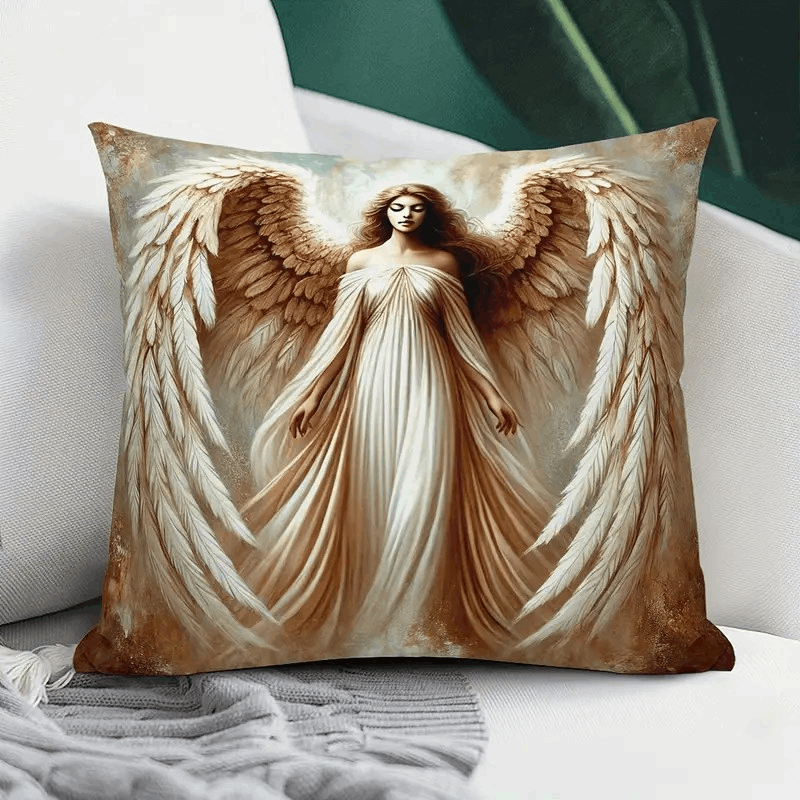 Glam Style Angel Wings Design Cushion Cover