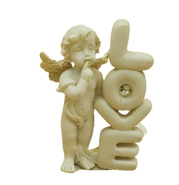 8cm Cherub with Love Wording and diamonte whispering to you