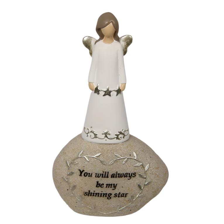 Inspirational Angel on Rock "You will always be my shining star" 16cm tall