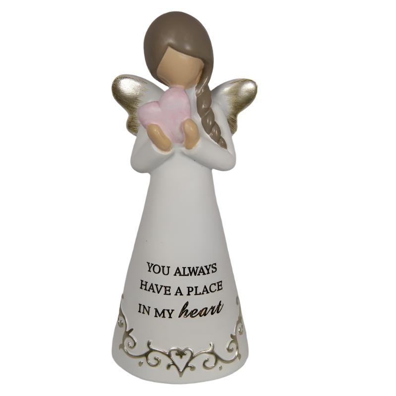 Inspirational Angel with wording - "You always have a place in my heart" 20cm tall