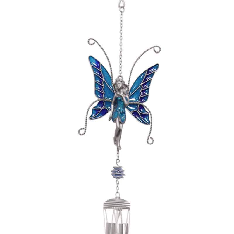 Pewter Fairy Windchime - Blue Fairy embossed with Silver Highlights