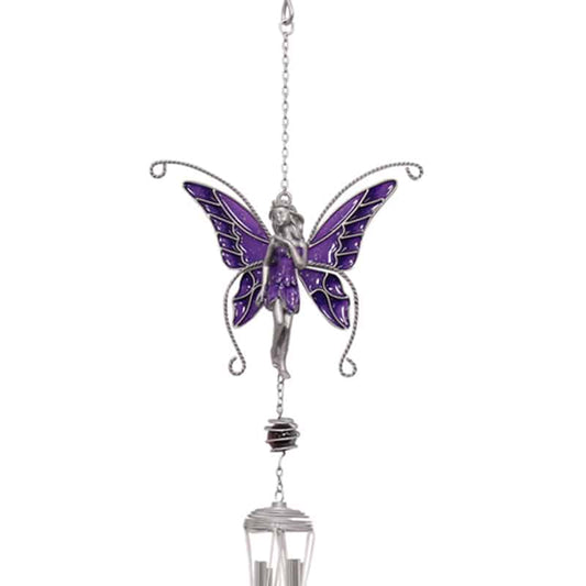 Pewter Fairy Windchime - Purple Fairy embossed with Silver Highlights