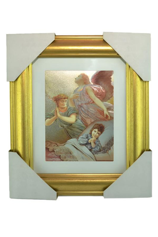 Angel Dreams on Mountain Gold Framed Foiled Print