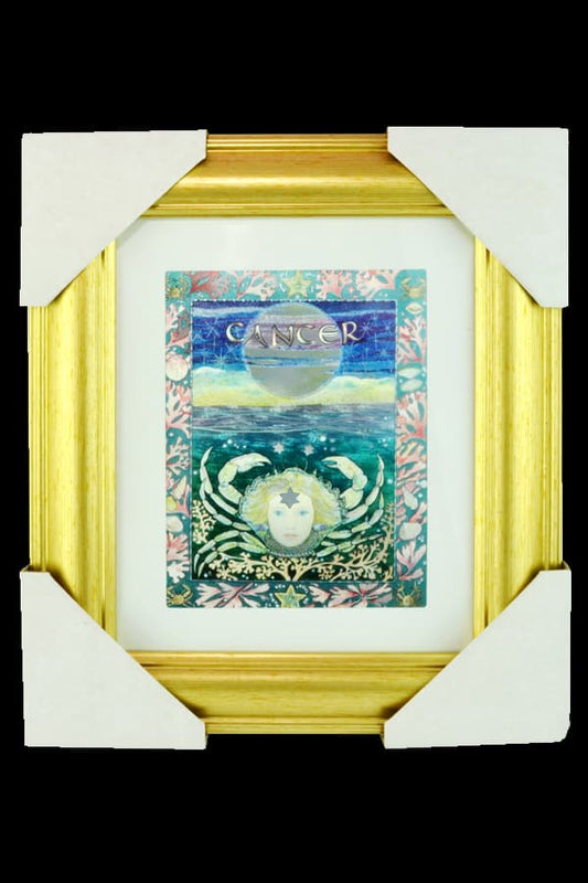 Cancer Star Sign Gold Framed Foiled Print