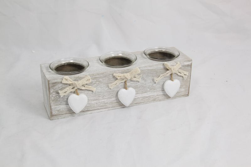 25cm Decor Heart Triple Candle Holder - Gift Boxed