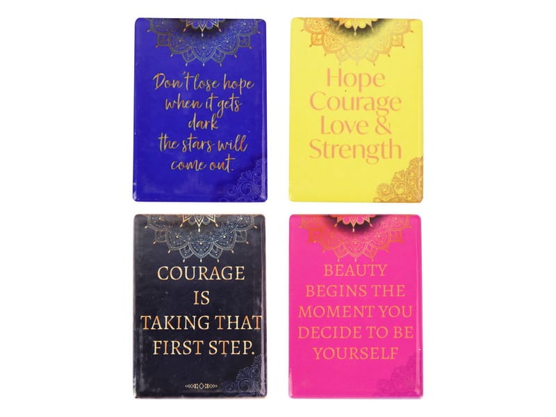 Set of 4 Magnets - 7cm x 5cm Rectangle Inspirational Mandala Etching Magnets