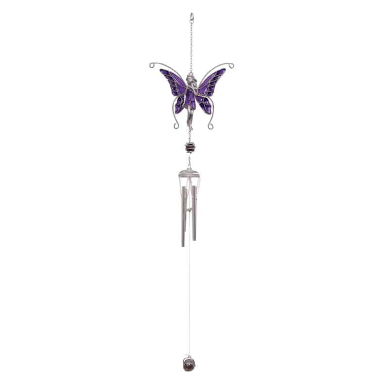 Pewter Fairy Windchime - Purple Fairy embossed with Silver Highlights