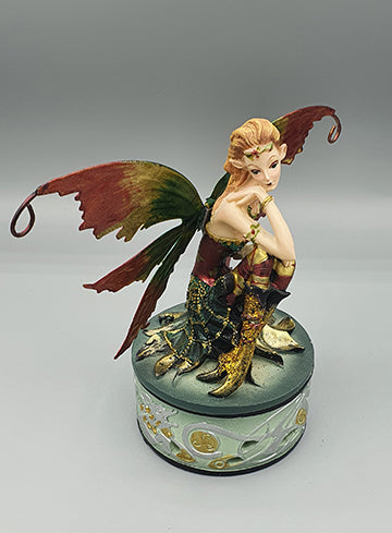 Elfin Fairy Sitting Crosslegged Trinket Box