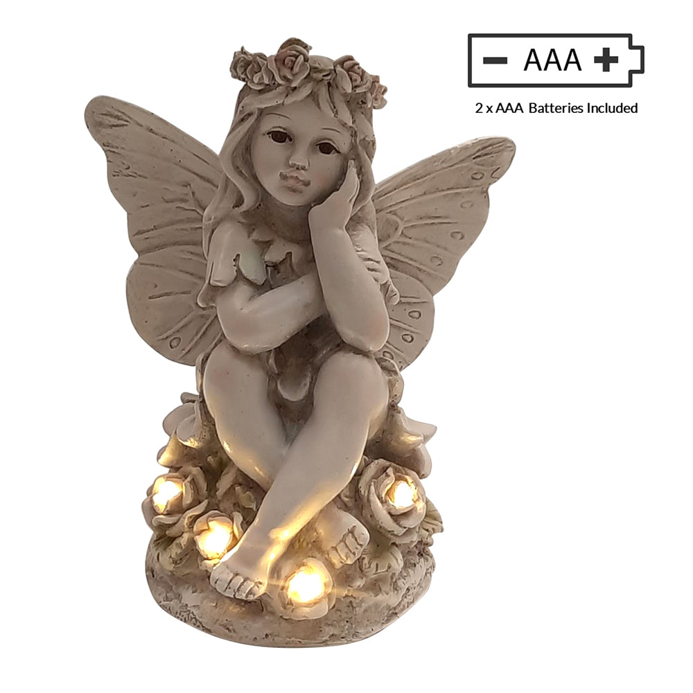 Garden Fairy with LED Light with Painted Accents 19.5cm Tall